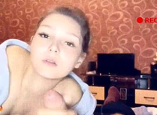 Babe brutally sucks cock student on camera