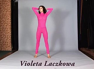 Barebacking teen Violeta strips down to reveal her flexible body